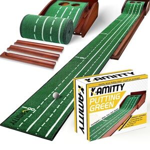 Kamitty Golf Putting Green mat with Ball Return Brand New